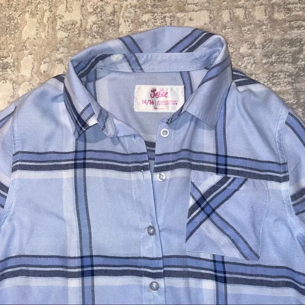 🏷️ 5 for $25 - JUSTICE Plaid Button Down Shirt